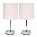 Lighting Business Chrome Mini Basic Table Lamp with Fabric Shade, Blush Pink, 2PK LI2519795